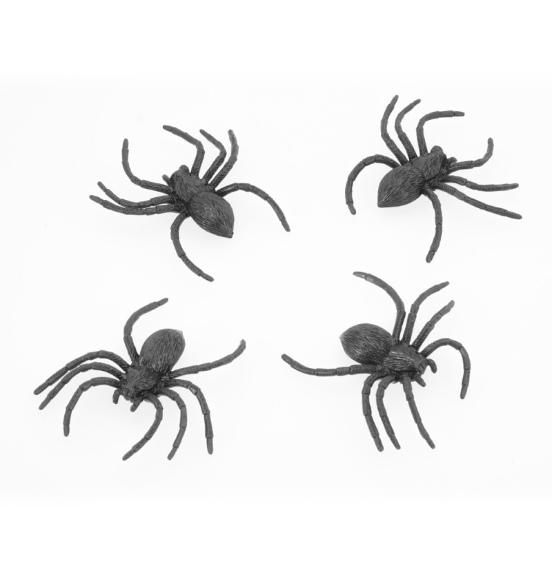 Levně Set 4 černých pavouků 8 x 9 cm