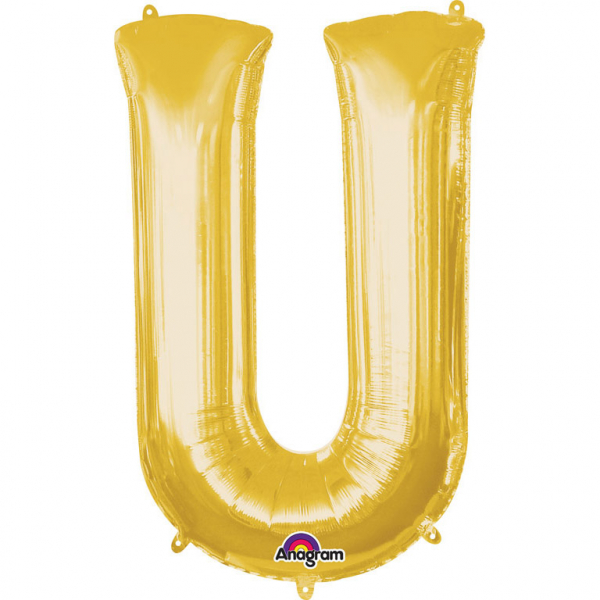 Levně Amscan Fóliový balónek písmeno U 86 cm zlatý