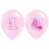 Balón - Teniska 1. narodeniny pastelový ružový 30 cm