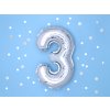 Fóliový balón Mini - Číslo 3 strieborný 35cm