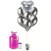 Personalizovaný helium párty set - Stříbrné srdce 16 ks
