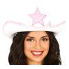 Kovbojský klobúk biely - Ružová hviezda