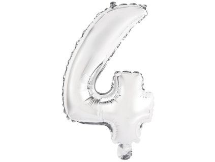 Mini fóliový balón číslo 4 strieborný 33 cm