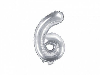 Fóliový balón Mini - Číslo 6 strieborný 35cm