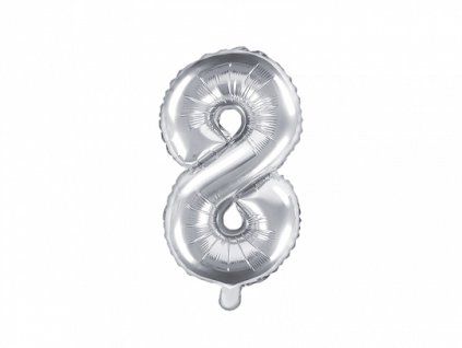 Fóliový balón Mini - Číslo 8 strieborný 35cm