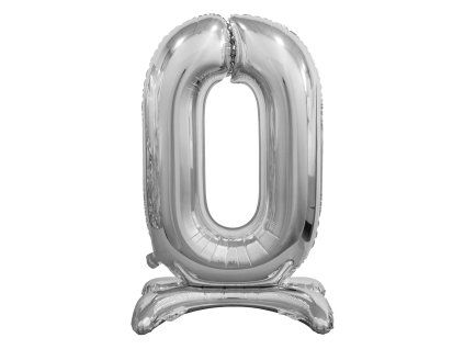 Samostojaci fóliový balón 0 strieborný 74 cm