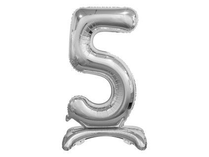 Samostojaci fóliový balón 5 strieborný 74 cm