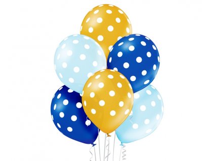 57834 1 sada latexovych balonov modre zlte bodky 6 ks