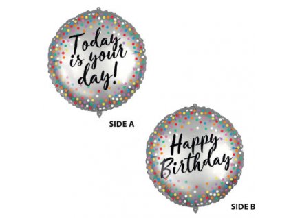 54645 foliovy balon happy birthday farebne bodky 46 cm