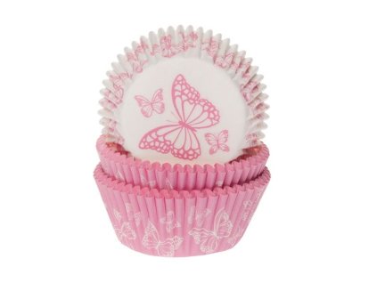 Muffin papír kosárkák - rózsaszín pillangós 50 db