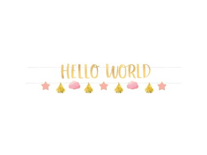 58182 1 banner hello world ruzovy 176 8 x 17 8 cm