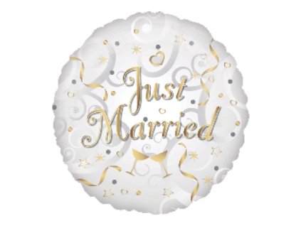 58755 1 foliovy balon just married zlatobiely