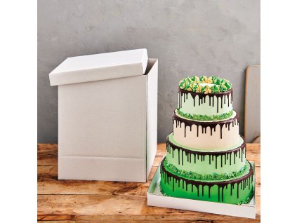 Fehér doboz emeletes tortára 37 x 37 x 45 cm