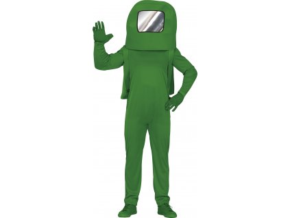 Detský kostým - Among Us zelený (Méret - gyermek M)