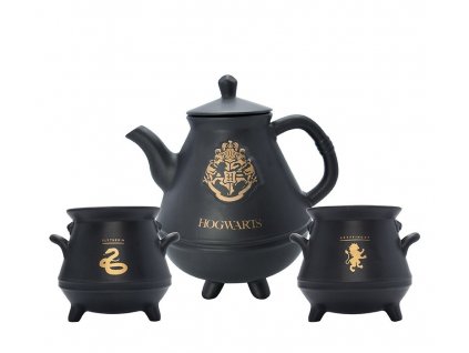 harry potter teapot with hogwarts cauldrons set (3)