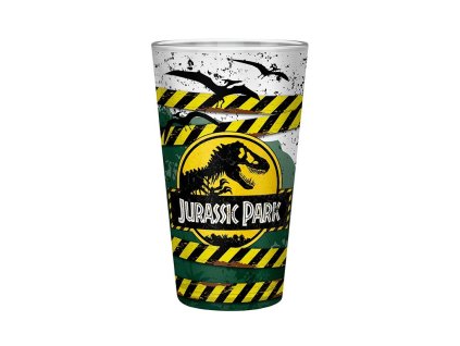 jurassic park large glass 400ml danger high voltage x2 (1)