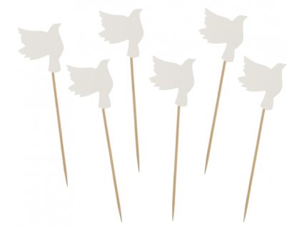 Ozdoby na cupcakes - Biele holubice 12 ks
