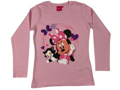 Dievčenské tričko s dlhým rukávom - Minnie Mouse ružové (Méret - gyermek 104)