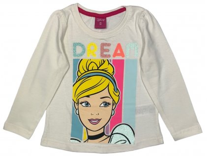 Dievčenské tričko s dlhým rukávom - Popoluška Disney biele (Méret - gyermek 104)