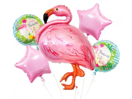 68560 balonova kytica happy birthday flamingo