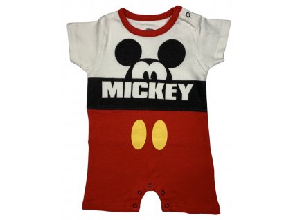 Detský letný kraťasový overal - Mickey Mouse biely (Méret - babáknak 3 hónap)