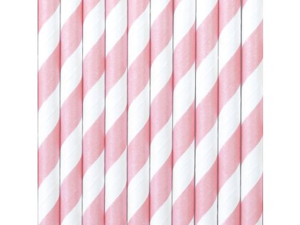 Papír szívószálak - világos rózsaszín 10 db
