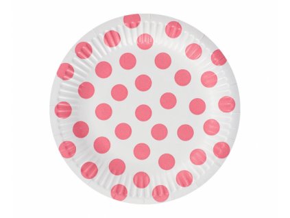 73095 papierove taniere biele s ruzovymi bodkami 18 cm 6 ks