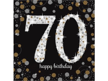 Szalvéták 70. szülinapra csillogó arany 33 x 33 cm
