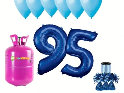 Hélium párty set na 95. narodeniny s modrými balónmi