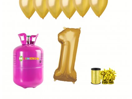 76242 helium party set na 1 narodeniny so zlatymi balonmi