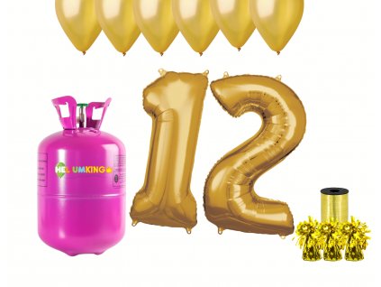 77433 helium party set na 12 narodeniny so zlatymi balonmi