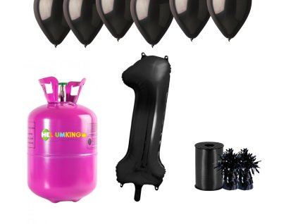 76386 helium party set na 1 narodeniny s ciernymi balonmi