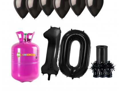 76416 helium party set na 10 narodeniny s ciernymi balonmi