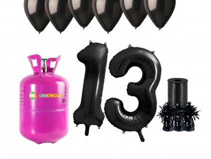76464 helium party set na 13 narodeniny s ciernymi balonmi