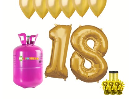 Hélium parti szett 18. születésnapra arany színű lufikkal