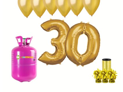 Hélium parti szett 30. születésnapra arany színű lufikkal