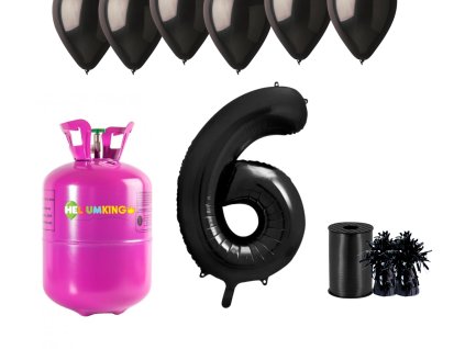 76404 helium party set na 6 narodeniny s ciernymi balonmi