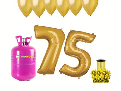 Hélium parti szett 75. születésnapra arany színű lufikkal