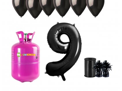 76419 helium party set na 9 narodeniny s ciernymi balonmi