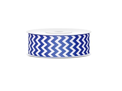 Ripsz szalag - kék, chevron mintával 25mm/10m