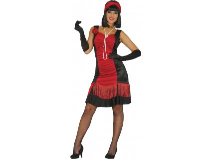 Dámsky kostým - Charleston červeno-čierny (Méret - felnőtt M)