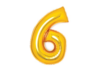 6 - os midi szám fólia lufi - arany 66 cm
