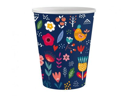 Papír poharak - Folklór, sötétkék 6 db