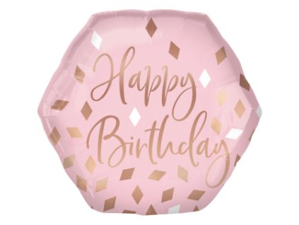 Fólia lufi Happy Birthday - rózsaszín 58 cm x 55 cm