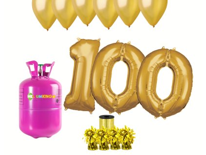 Hélium parti szett 100. születésnapra arany színű lufikkal