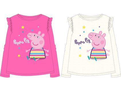 Dievčenské tričko s dlhým rukávom - Peppa Pig, krémové (Méret - gyermek 104)