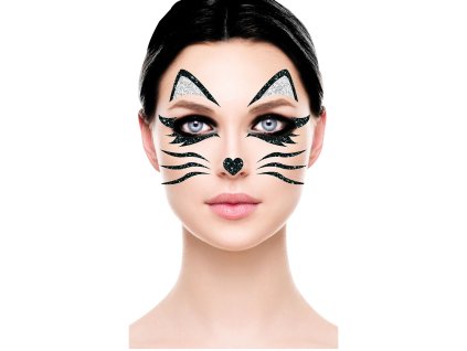 Arc tetoválás - Macska, glitteres