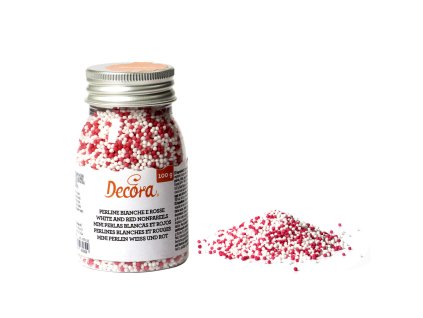 Cukor golyócskák - Piros/fehér 100 g