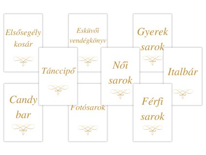 Esküvői információs kártyák - Elegant ornament 9 db