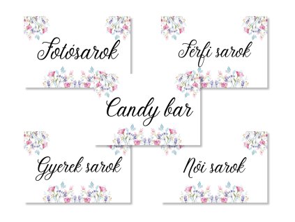 Esküvői információs kártyák - Tavaszi rét 5 db